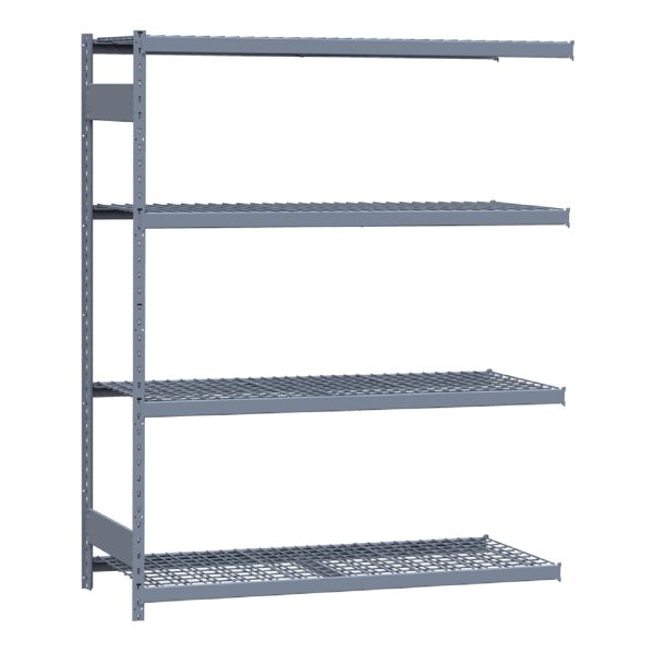 Medium-Duty Mini-Rack Shelving, 60W x 24D x 75H Adder, 4-Shelf Unit with Wire Decking