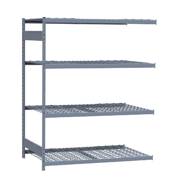 Medium-Duty Mini-Rack Shelving, 60W x 36D x 75H Adder, 4-Shelf Unit with Wire Decking