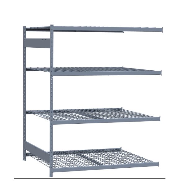 Medium-Duty Mini-Rack Shelving, 60W x 48D x 75H Adder, 4-Shelf Unit with Wire Decking