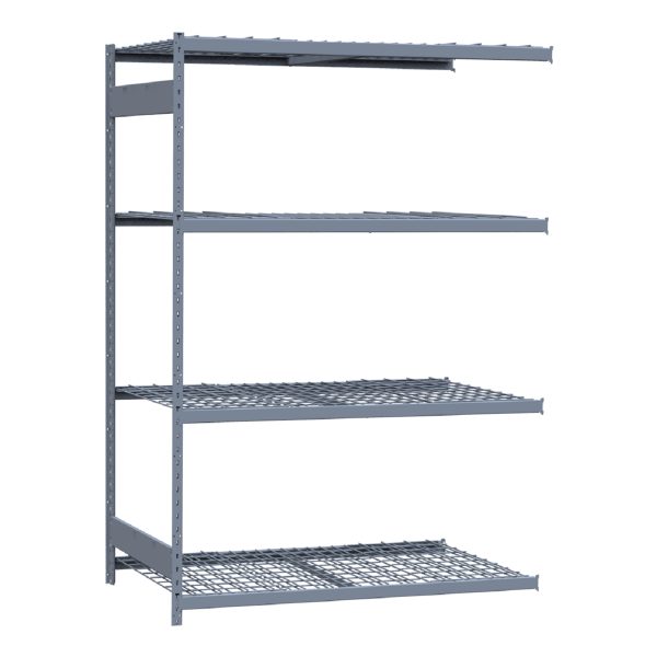 Medium-Duty Mini-Rack Shelving, 60W x 36D x 87H Adder, 4-Shelf Unit with Wire Decking