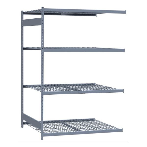 Medium-Duty Mini-Rack Shelving, 60W x 48D x 87H Adder, 4-Shelf Unit with Wire Decking