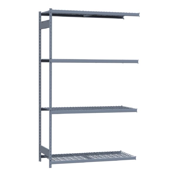 Medium-Duty Mini-Rack Shelving, 60W x 24D x 99H Adder, 4-Shelf Unit with Wire Decking