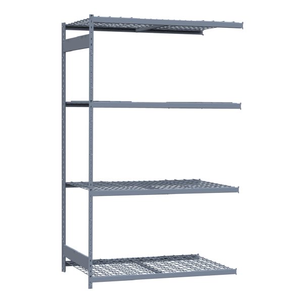 Medium-Duty Mini-Rack Shelving, 60W x 36D x 99H Adder, 4-Shelf Unit with Wire Decking