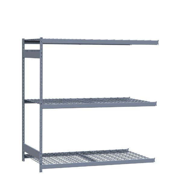 Heavy-Duty Mini-Rack Shelving, 72W x 36D x 75H Adder, 3-Shelf Unit with Wire Decking