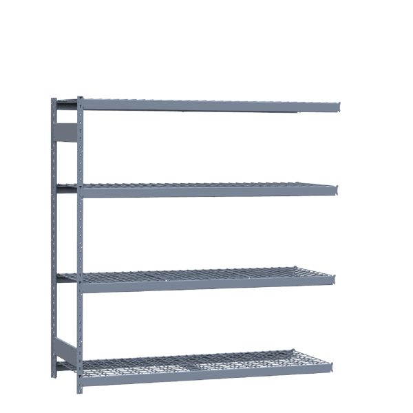 Heavy-Duty Mini-Rack Shelving, 72W x 24D x 75H Adder, 4-Shelf Unit with Wire Decking