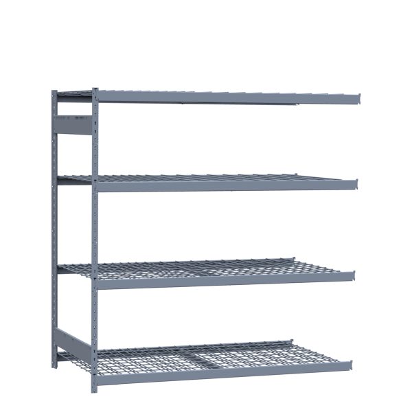 Heavy-Duty Mini-Rack Shelving, 72W x 36D x 75H Adder, 4-Shelf Unit with Wire Decking