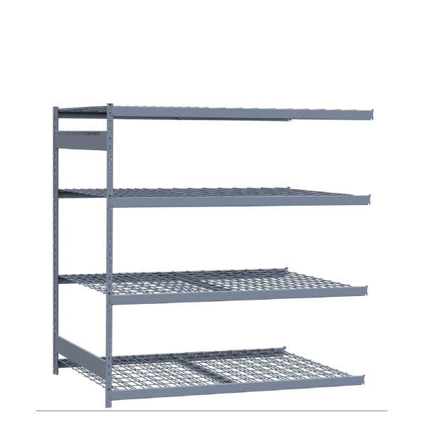 Heavy-Duty Mini-Rack Shelving, 72W x 48D x 75H Adder, 4-Shelf Unit with Wire Decking