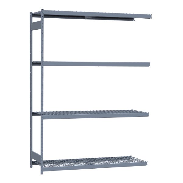 Heavy-Duty Mini-Rack Shelving, 72W x 24D x 99H Adder, 4-Shelf Unit with Wire Decking