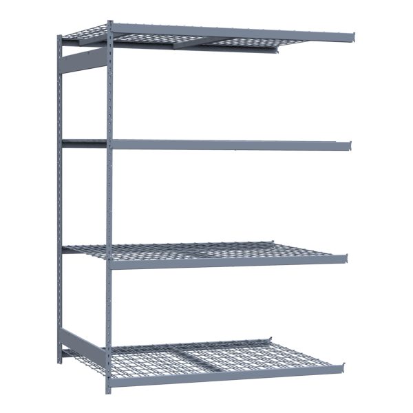 Heavy-Duty Mini-Rack Shelving, 72W x 48D x 99H Adder, 4-Shelf Unit with Wire Decking