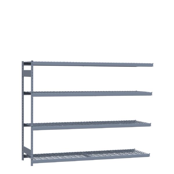 Heavy-Duty Mini-Rack Shelving, 96W x 24D x 75H Adder, 4-Shelf Unit with Wire Decking