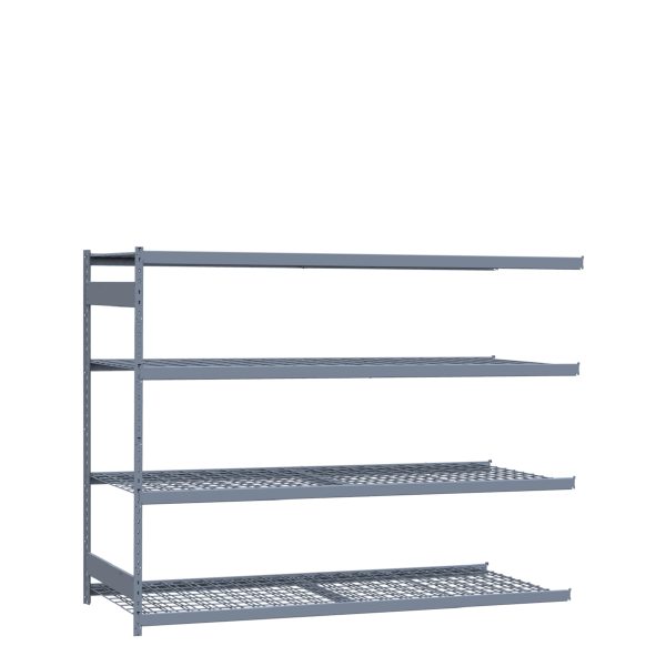 Heavy-Duty Mini-Rack Shelving, 96W x 36D x 75H Adder, 4-Shelf Unit with Wire Decking