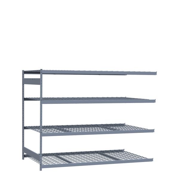 Heavy-Duty Mini-Rack Shelving, 96W x 48D x 75H Adder, 4-Shelf Unit with Wire Decking