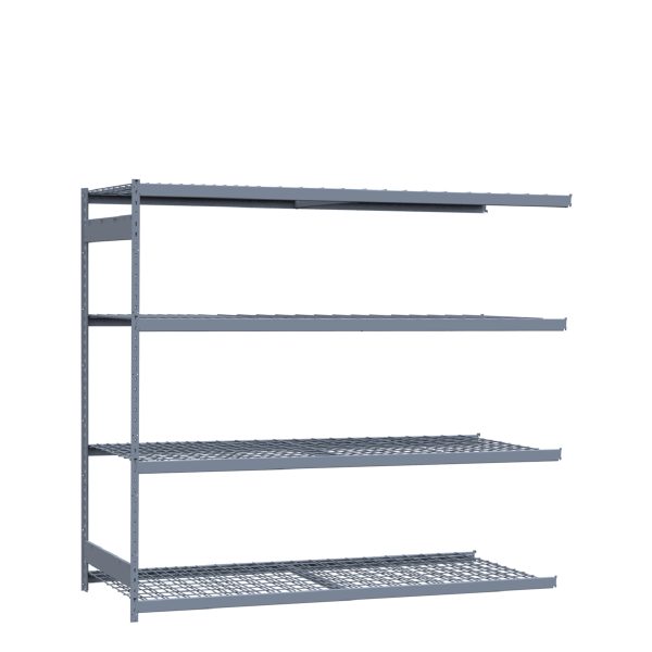 Heavy-Duty Mini-Rack Shelving, 96W x 36D x 87H Adder, 4-Shelf Unit with Wire Decking