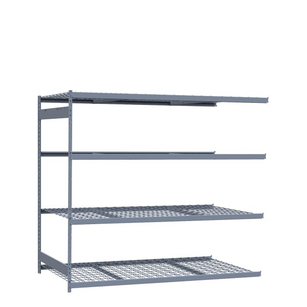 Heavy-Duty Mini-Rack Shelving, 96W x 48D x 87H Adder, 4-Shelf Unit with Wire Decking