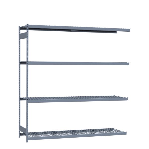 Heavy-Duty Mini-Rack Shelving, 96W x 24D x 99H Adder, 4-Shelf Unit with Wire Decking