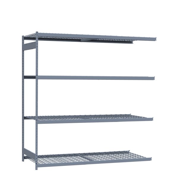 Heavy-Duty Mini-Rack Shelving, 96W x 36D x 99H Adder, 4-Shelf Unit with Wire Decking