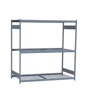 Heavy-Duty Mini-Rack Shelving, 72W x 36D x 75H Starter, 3-Shelf Unit with Wire Decking
