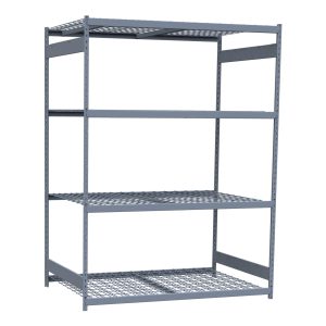 Heavy-Duty Mini-Rack Shelving, 72W x 48D x 99H Starter, 4-Shelf Unit with Wire Decking
