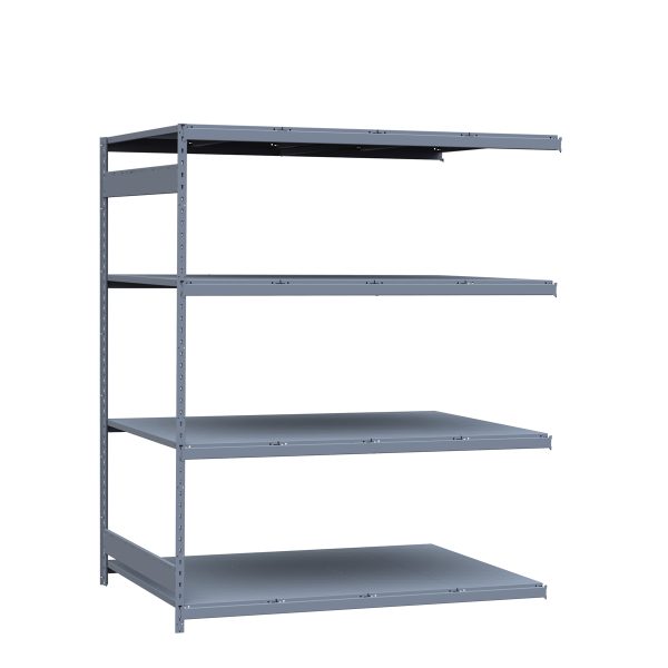 Medium-Duty Mini-Rack Shelving, 72W x 48D x 87H Adder, 4-Shelf Unit with Steel Decking