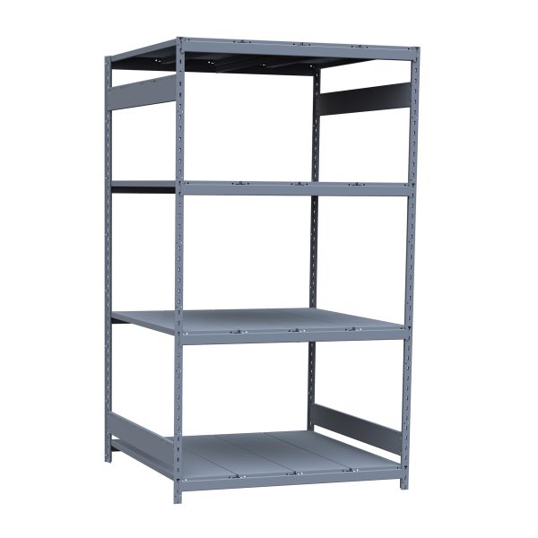 Medium-Duty Mini-Rack Shelving, 48W x 48D x 87H Starter, 4-Shelf Unit with Steel Decking