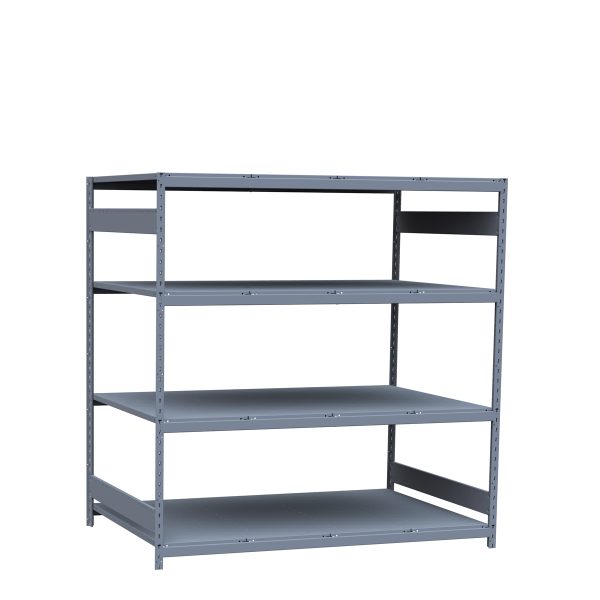 Medium-Duty Mini-Rack Shelving, 72W x 48D x 75H Starter, 4-Shelf Unit with Steel Decking