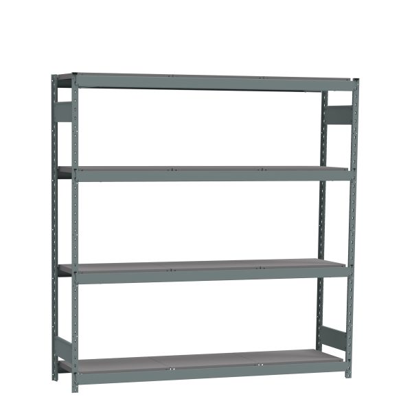 Heavy-Duty Mini-Rack Shelving, 72W x 18D x 75H Starter, 4-Shelf Unit with Steel Decking