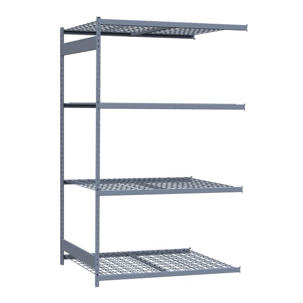 Medium-Duty Mini-Rack Shelving, 60W x 48D x 99H Adder, 4-Shelf Unit with Wire Decking