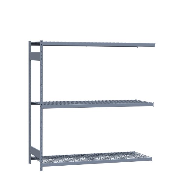 Medium-Duty Mini-Rack Shelving, 72W x 24D x 75H Adder, 3-Shelf Unit with Wire Decking