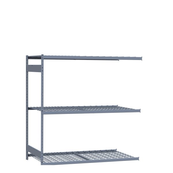 Medium-Duty Mini-Rack Shelving, 72W x 36D x 75H Adder, 3-Shelf Unit with Wire Decking