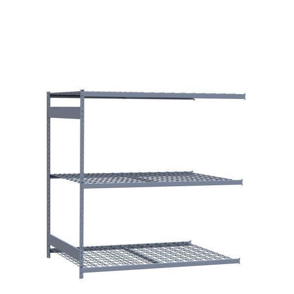 Medium-Duty Mini-Rack Shelving, 72W x 48D x 75H Adder, 3-Shelf Unit with Wire Decking