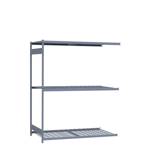 Medium-Duty Mini-Rack Shelving, 72W x 36D x 87H Adder, 3-Shelf Unit with Wire Decking