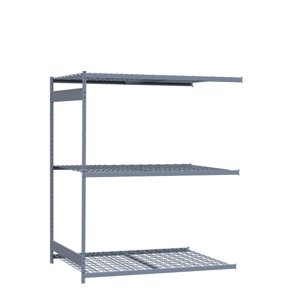 Medium-Duty Mini-Rack Shelving, 72W x 48D x 87H Adder, 3-Shelf Unit with Wire Decking