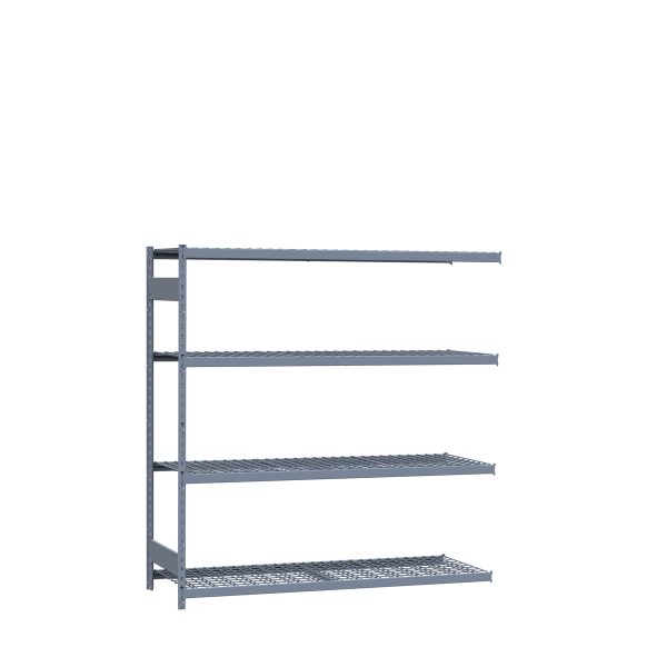 Medium-Duty Mini-Rack Shelving, 72W x 24D x 75H Adder, 4-Shelf Unit with Wire Decking