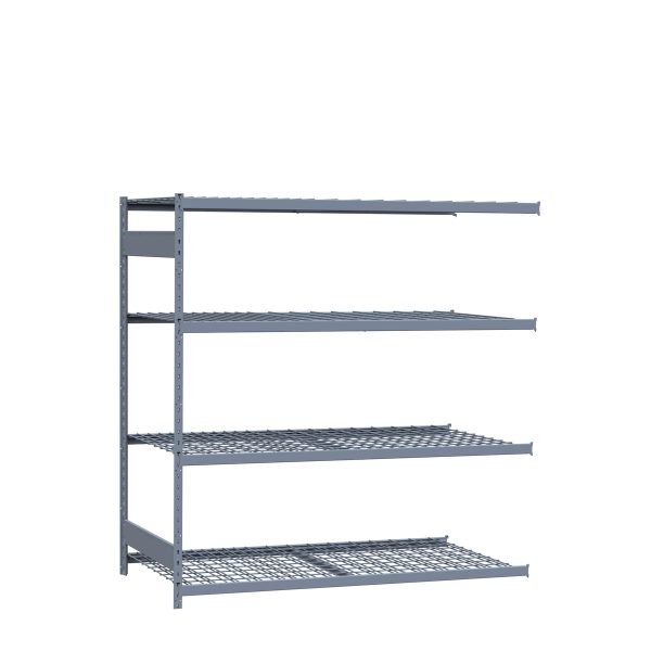 Medium-Duty Mini-Rack Shelving, 72W x 36D x 75H Adder, 4-Shelf Unit with Wire Decking