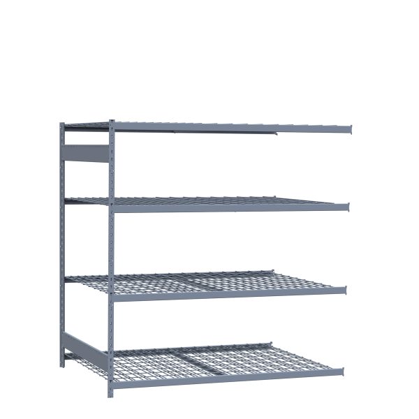 Medium-Duty Mini-Rack Shelving, 72W x 48D x 75H Adder, 4-Shelf Unit with Wire Decking