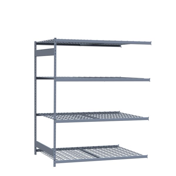 Medium-Duty Mini-Rack Shelving, 72W x 48D x 87H Adder, 4-Shelf Unit with Wire Decking