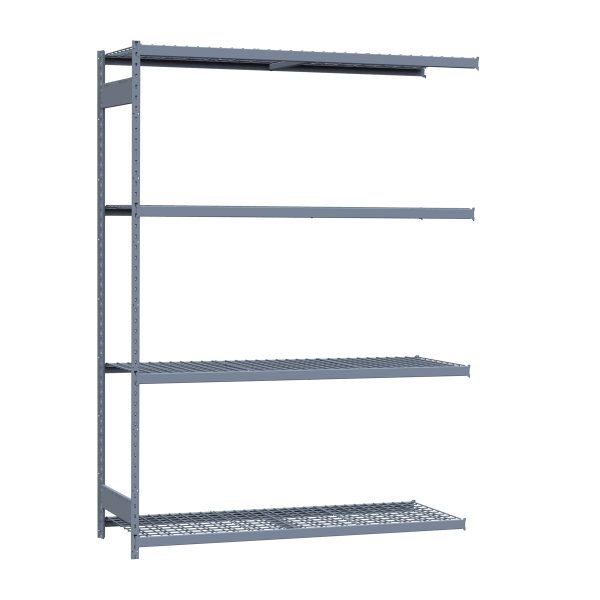 Medium-Duty Mini-Rack Shelving, 72W x 24D x 99H Adder, 4-Shelf Unit with Wire Decking