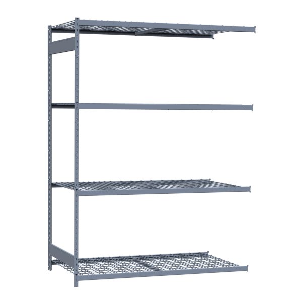 Medium-Duty Mini-Rack Shelving, 72W x 36D x 99H Adder, 4-Shelf Unit with Wire Decking