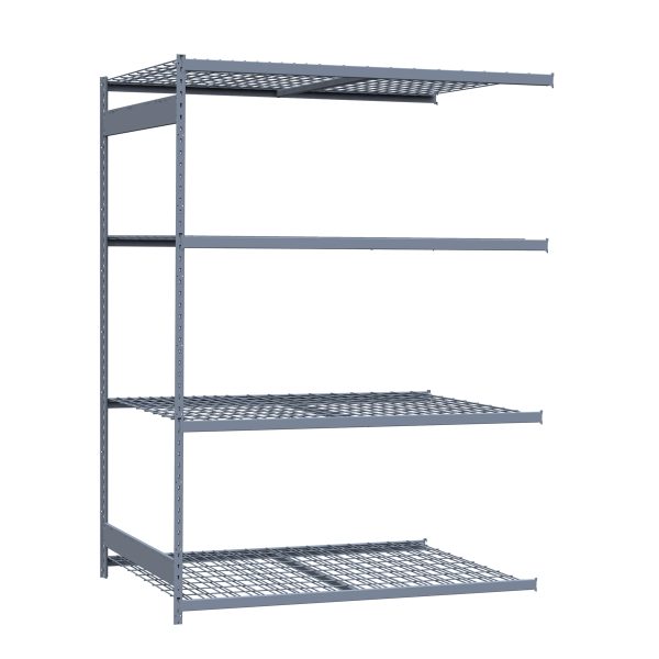 Medium-Duty Mini-Rack Shelving, 72W x 48D x 99H Adder, 4-Shelf Unit with Wire Decking