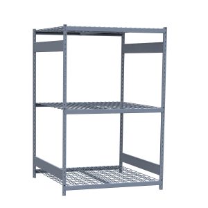 Medium-Duty Mini-Rack Shelving, 48W x 48D x 75H Starter, 3-Shelf Unit with Wire Decking