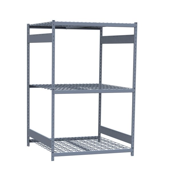 Medium-Duty Mini-Rack Shelving, 48W x 48D x 75H Starter, 3-Shelf Unit with Wire Decking