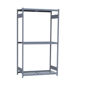 Medium-Duty Mini-Rack Shelving, 48W x 24D x 87H Starter, 3-Shelf Unit with Wire Decking