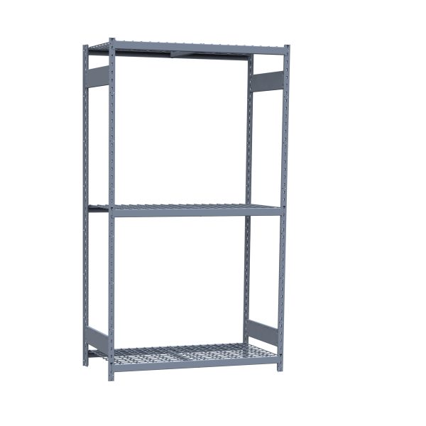Medium-Duty Mini-Rack Shelving, 48W x 24D x 87H Starter, 3-Shelf Unit with Wire Decking