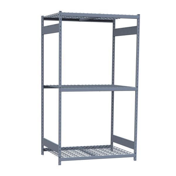 Medium-Duty Mini-Rack Shelving, 48W x 36D x 87H Starter, 3-Shelf Unit with Wire Decking