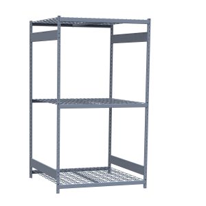 Medium-Duty Mini-Rack Shelving, 48W x 48D x 87H Starter, 3-Shelf Unit with Wire Decking