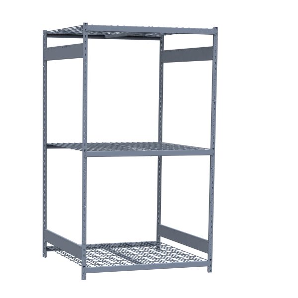 Medium-Duty Mini-Rack Shelving, 48W x 48D x 87H Starter, 3-Shelf Unit with Wire Decking