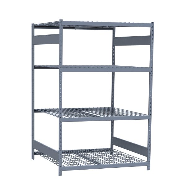 Medium-Duty Mini-Rack Shelving, 48W x 48D x 75H Starter, 4-Shelf Unit with Wire Decking