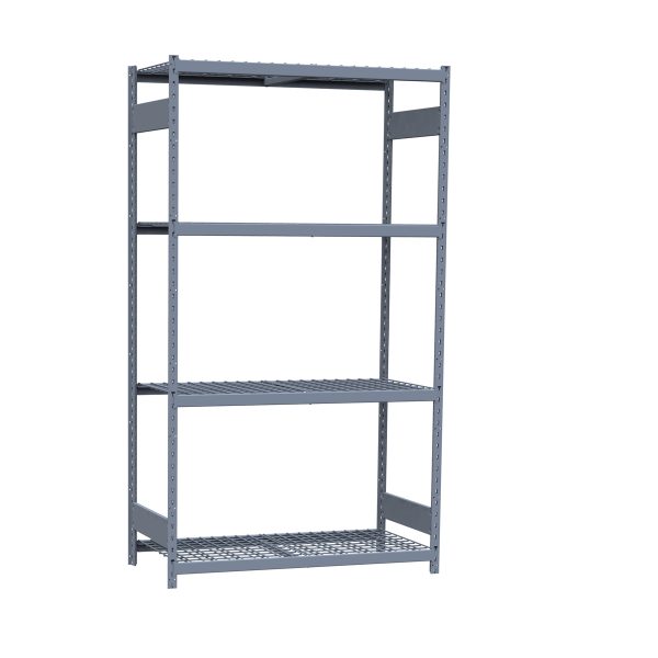 Medium-Duty Mini-Rack Shelving, 48W x 24D x 87H Starter, 4-Shelf Unit with Wire Decking