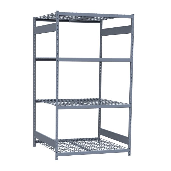 Medium-Duty Mini-Rack Shelving, 48W x 48D x 87H Starter, 4-Shelf Unit with Wire Decking