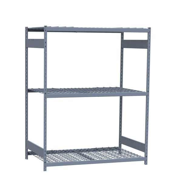 Medium-Duty Mini-Rack Shelving, 60W x 48D x 75H Starter, 3-Shelf Unit with Wire Decking